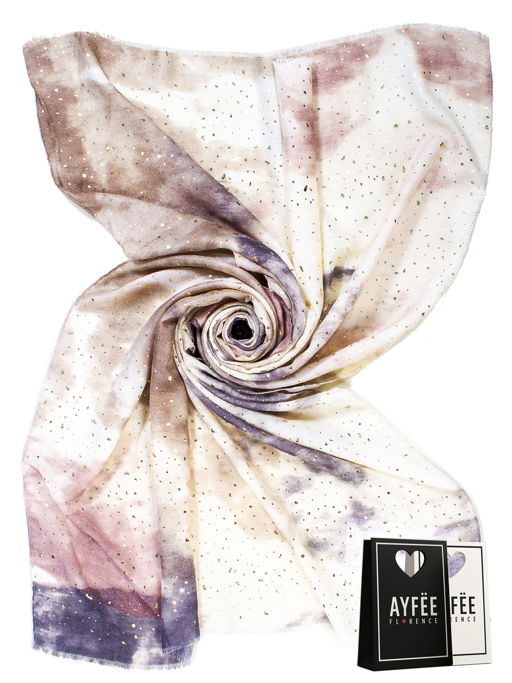 STOLA STAMPA SHADED DESIGN CON GLITTER, CM 90*180, 100% VISCOSE, MADE IN PRC       - GREY